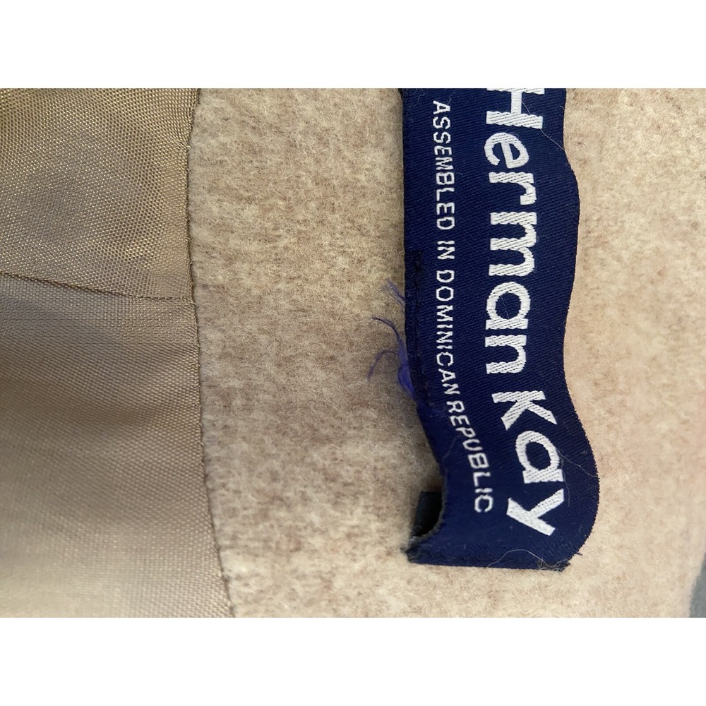 Herman Kay‎ Womens L Wool Coat Fitted Long Sleeve Button Front Pockets Beige VTG - Picture 10 of 12